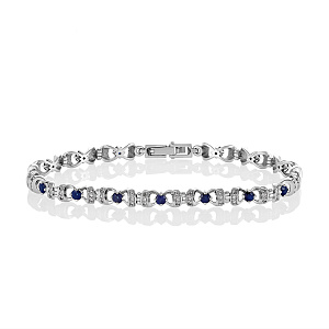 Браслет из белого золота с бриллиантами, сапфирами