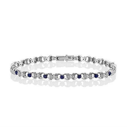 Браслет из белого золота с бриллиантами, сапфирами