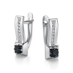 Серьги с английским замком из белого золота с бриллиантами