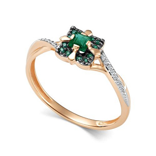 Кольцо из красного золота с бриллиантом