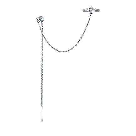 Серьга одиночная из серебра с фианитами