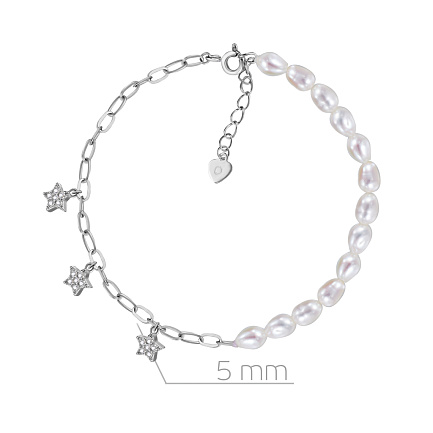 Браслет декоративный из серебра с фианитом