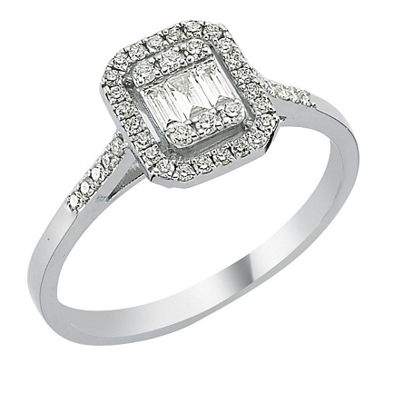 Кольцо из белого золота с бриллиантами