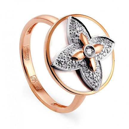 Кольцо из красного золота с бриллиантами