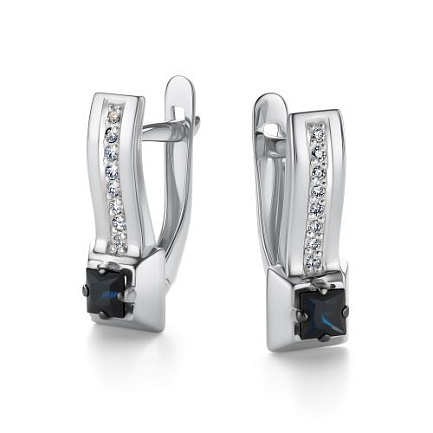 Серьги с английским замком из белого золота с бриллиантами