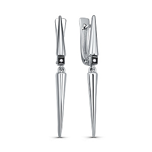 Серьги с английским замком из серебра с бриллиантами