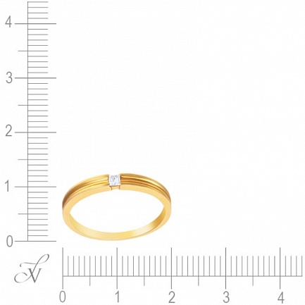 Кольцо обручальное из желтого золота с бриллиантом