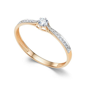 Кольцо из красного золота с бриллиантами