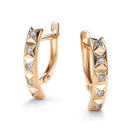 Серьги с английским замком из красного золота