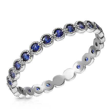 Кольцо из белого золота с сапфирами