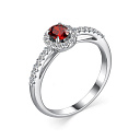 Кольцо из серебра с гранатом, фианитами