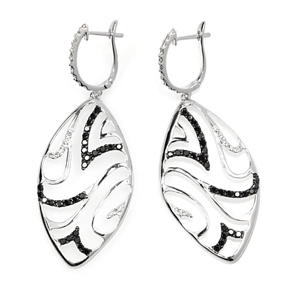 Серьги с английским замком из белого золота с бриллиантами