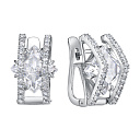 Серьги с английским замком из белого золота с бриллиантами