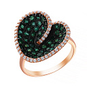 Кольцо из красного золота с бриллиантами, изумрудами