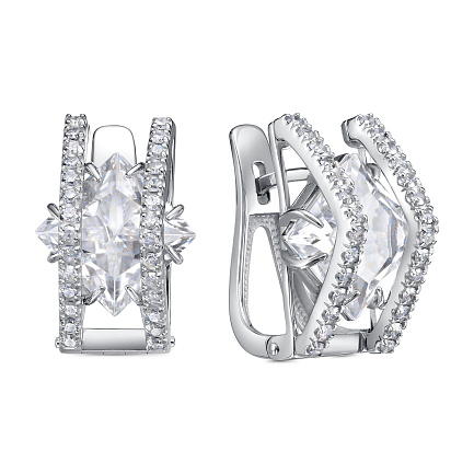 Серьги с английским замком из белого золота с бриллиантами