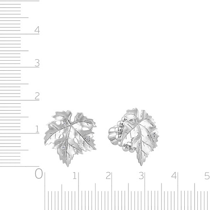 Серьги-пуссеты с фианитами Кленовый лист