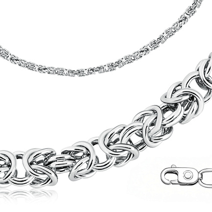 Цепь ручной работы из серебра, плетение византийское