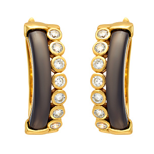 Серьги с английским замком из серебра с керамиками и циркониями