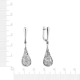 Серьги с английским замком из белого золота с фианитом