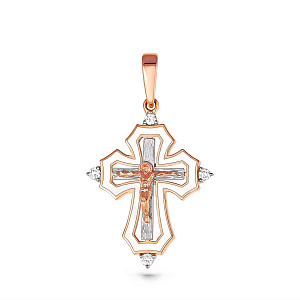 Крест из красного золота с бриллиантами