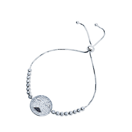 Браслет декоративный из серебра с фианитом