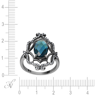 Кольцо из черненого золота с бриллиантами, топазом