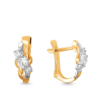 Серьги из красного золота с фианитом