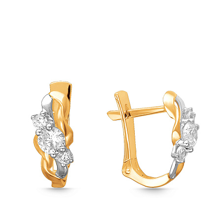 Серьги из красного золота с фианитом