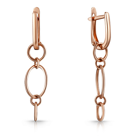 Серьги с английским замком из красного золота