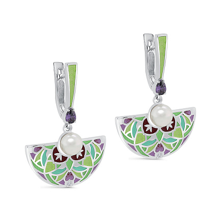 Серьги с английским замком из серебра с жемчугом