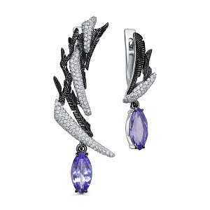 Серьги с английским замком из белого золота с бриллиантами