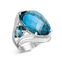 Кольцо из белого золота с бриллиантами, топазом