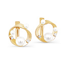 Серьги с английским замком из желтого золота с бриллиантами