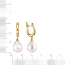 Серьги с английским замком из желтого золота с жемчугом