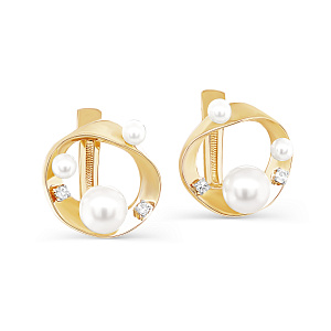 Серьги с английским замком из желтого золота с бриллиантами