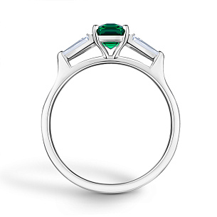 Кольцо из белого золота с бриллиантами и цаворитом