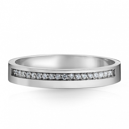 Кольцо обручальное из белого золота с бриллиантами