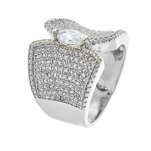 Кольцо из серебра с фианитами