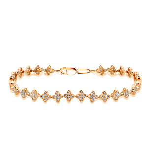 Браслет декоративный из красного золота с бриллиантом