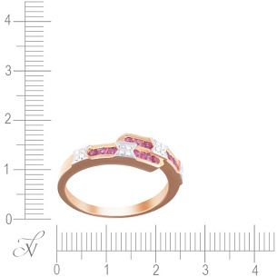 Кольцо из красного золота с бриллиантами, рубинами