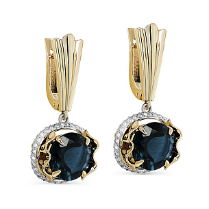 Серьги с английским замком из желтого золота с топазом