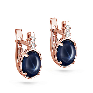 Серьги с английским замком из красного золота с сапфиром