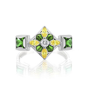 Кольцо из серебра с фианитами