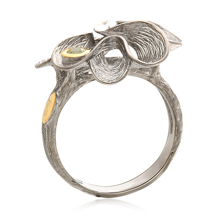Кольцо из серебра с аметистом, позолотой