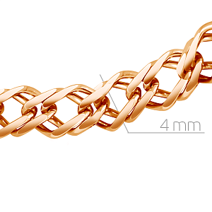 Браслет автомат из красного золота, плетение двойной ромб