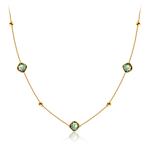 Колье из желтого золота с аметистом, плетение якорное