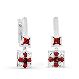 Серьги с английским замком из серебра с фианитами