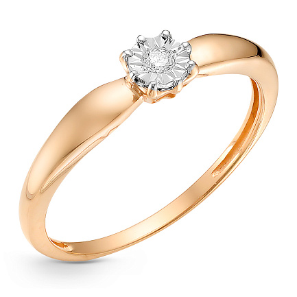 Кольцо из красного золота с бриллиантом