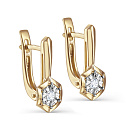 Серьги с английским замком из желтого золота с бриллиантами