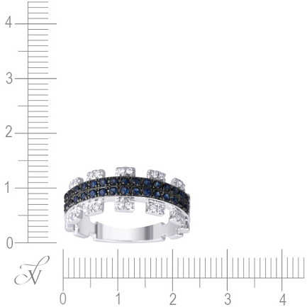 Кольцо из белого золота с бриллиантами, сапфирами